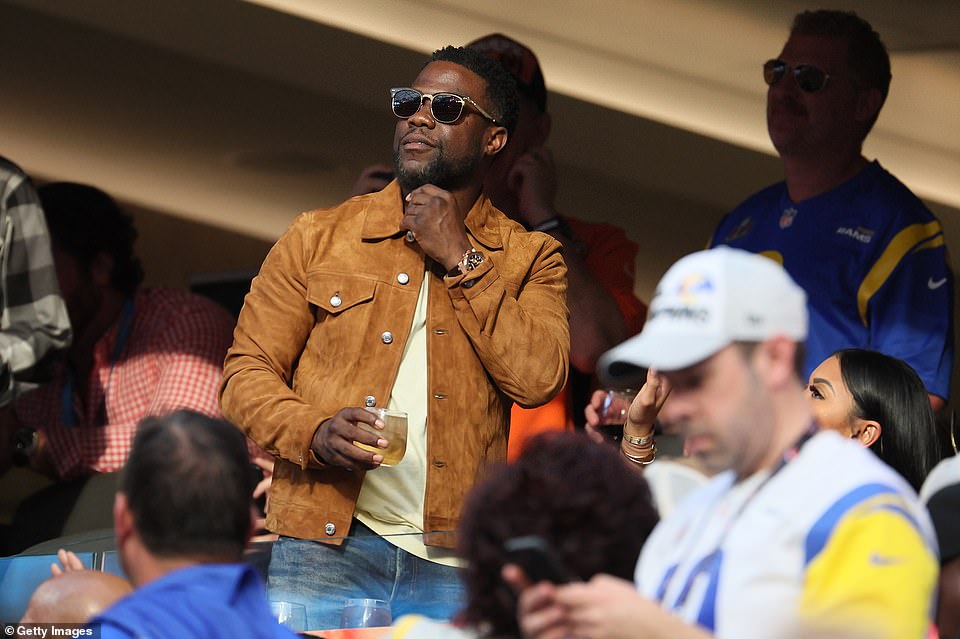 Comedian and actor Kevin Hart attends Super Bowl LVI between the Los Angeles Rams and the Cincinnati Bengals