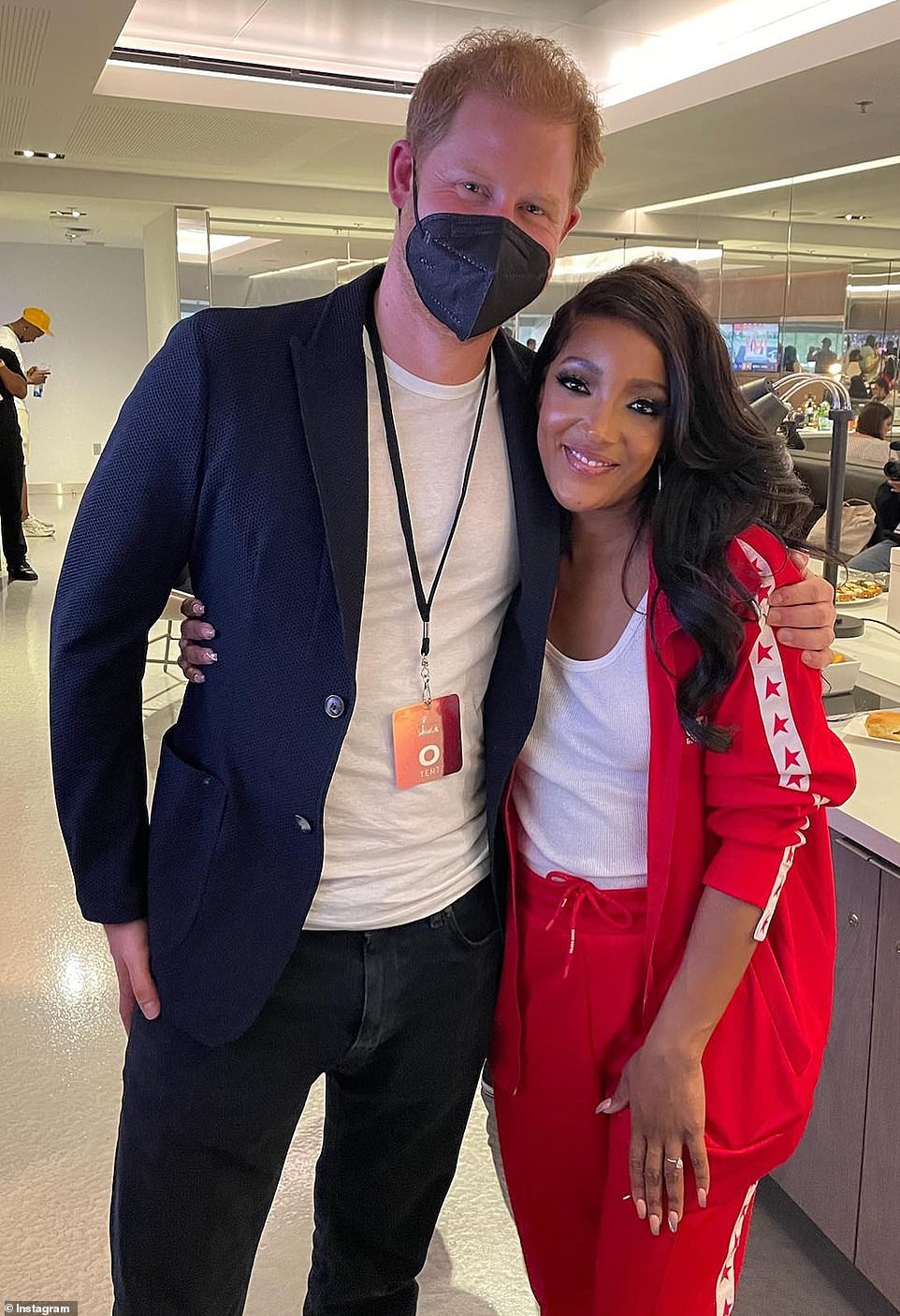 Country singer Mickey Guyton shared a photo after meeting Prince Harry at the Super Bowl after singing the national anthem