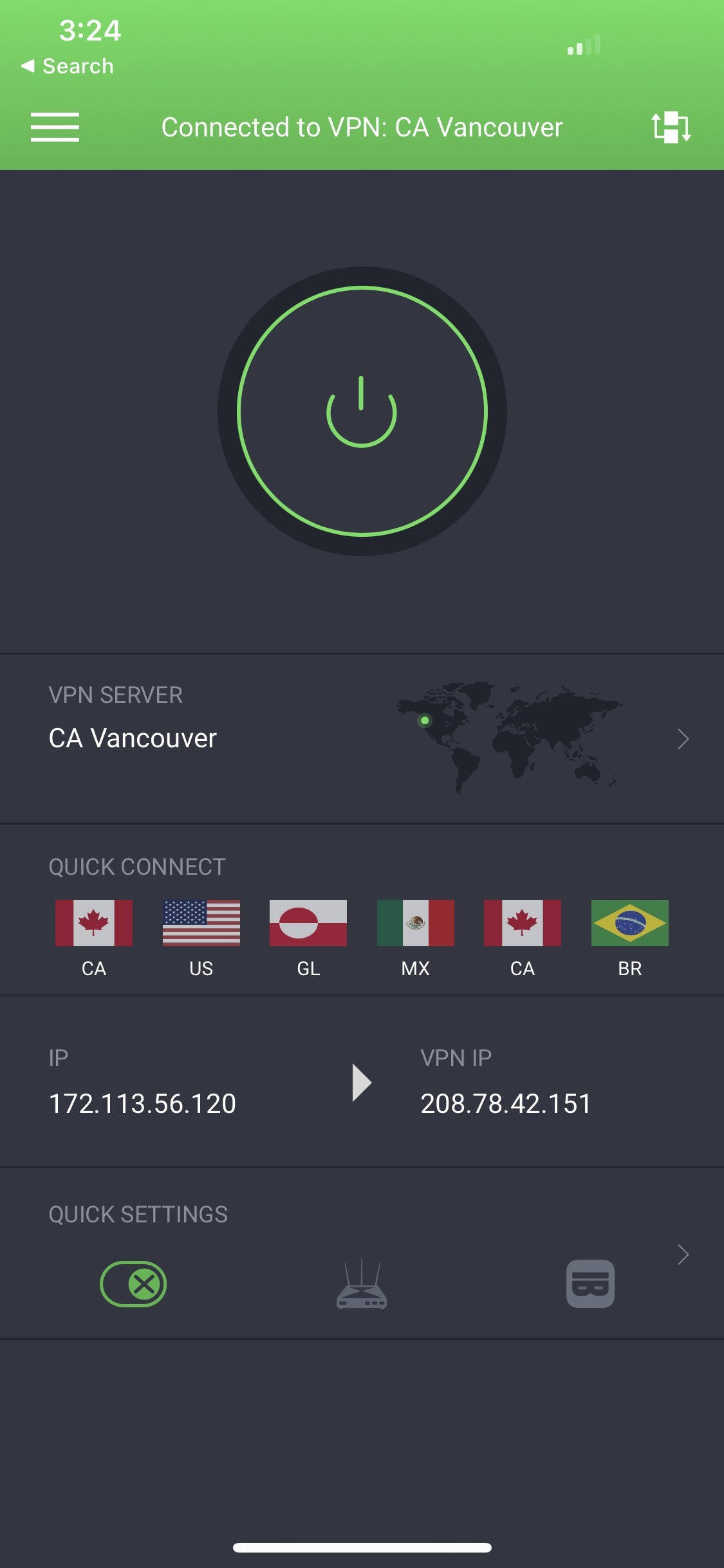 To connect to a VPN server select 