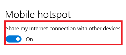 Mobile Hotspot page