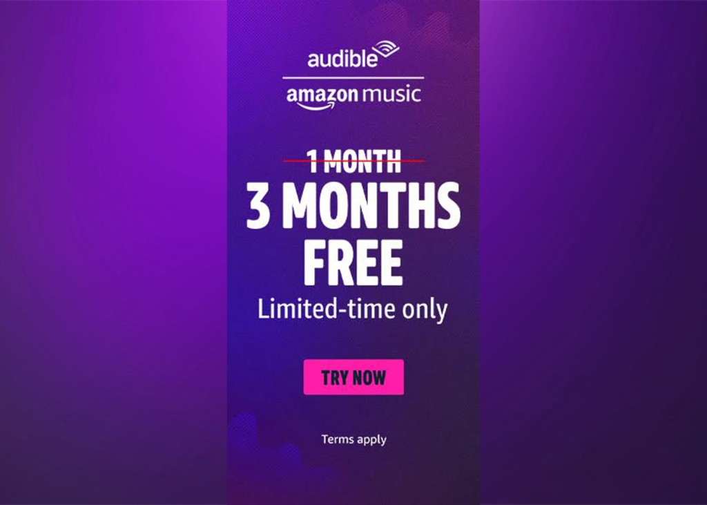 Three Months Free of Audible Premium Plus & Amazon Music Unlimited Bundle — Two Bounties