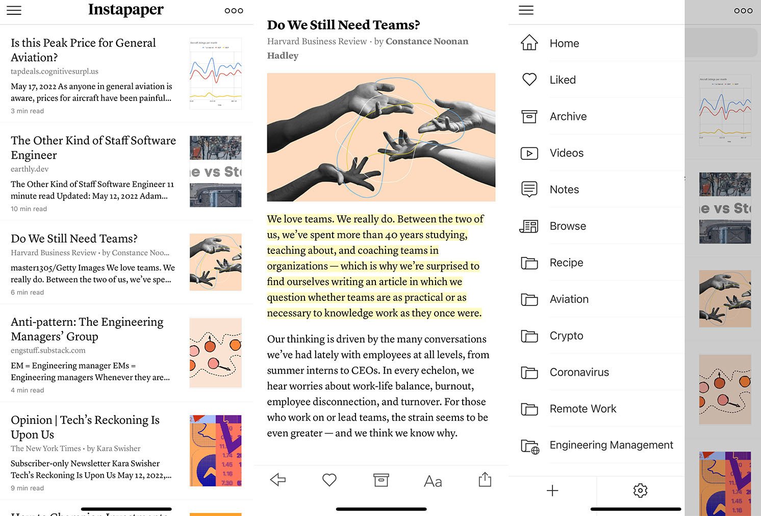 instapaper screenshots
