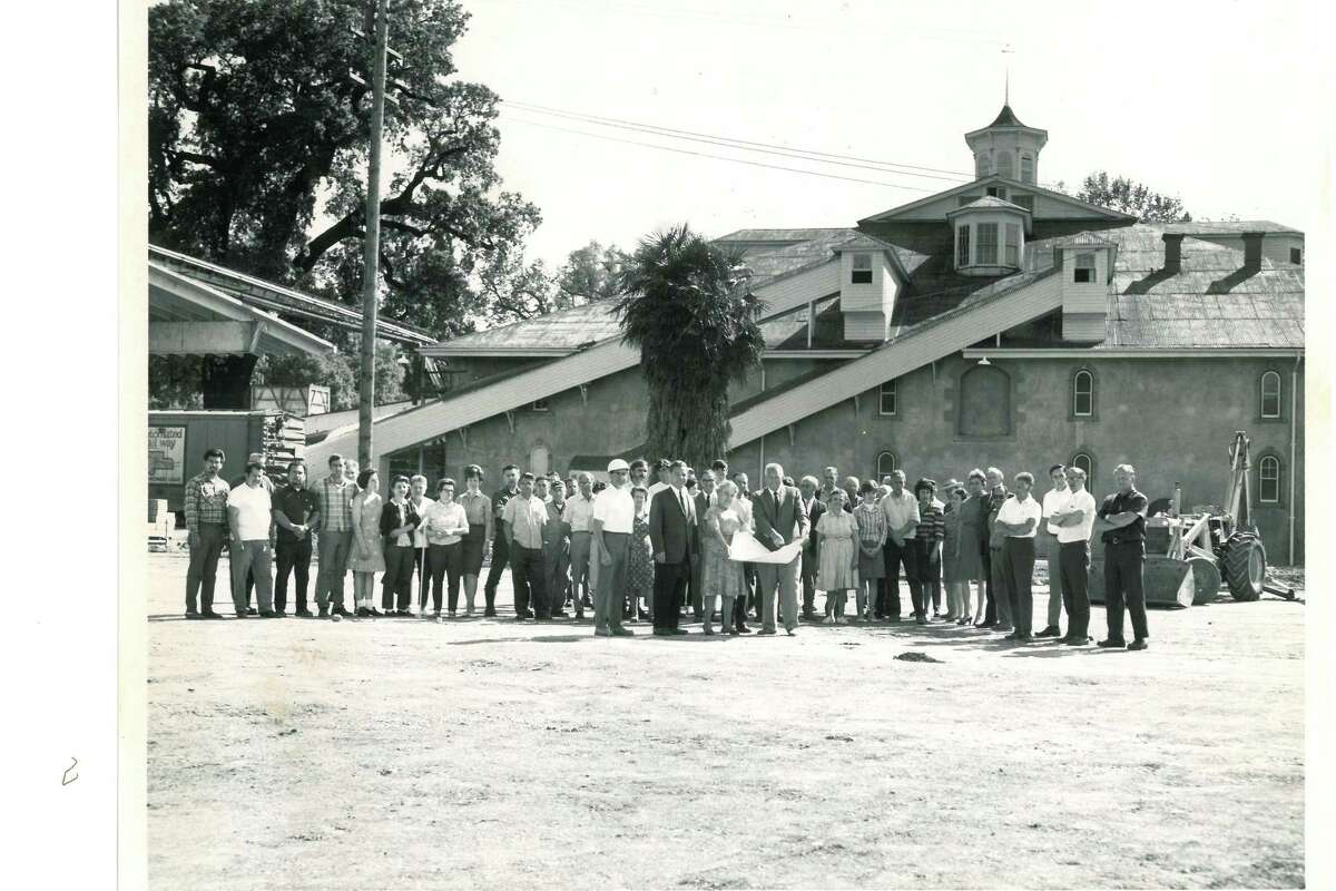Charles Krug historical - groundbreaking for an addition to the winery in 1959.