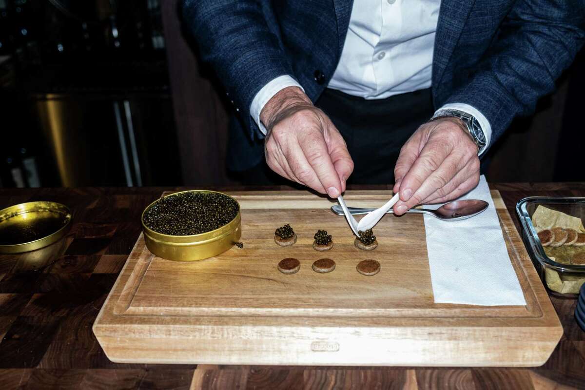 Joe Grabski prepares an hors-d'oeuvre at the Heitz Cellar in Napa, Calif., on Wednesday, Jun 22, 2022.