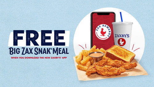 Zaxby’s introduces new loyalty program: ‘Zax Rewardz.' Free Big Zax Snak® Meal with every new download or update.